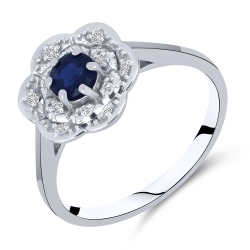 Inel din aur alb cu pietre Diamant, Safir