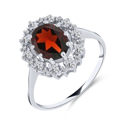 Inel din argint  cu pietre Cubic Zirconia Incolor, Granat