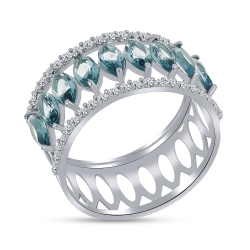 Inel din argint  cu pietre Cubic Zirconia Incolor, Corindon