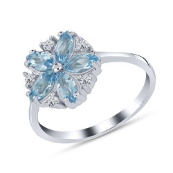 Inel din argint  cu pietre Cubic Zirconia Incolor, Topaz Swiss