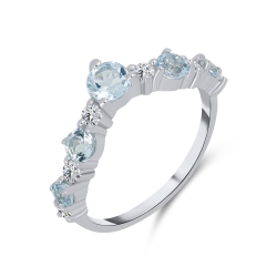 Inel din argint  cu pietre Cubic Zirconia Incolor, Topaz albastru