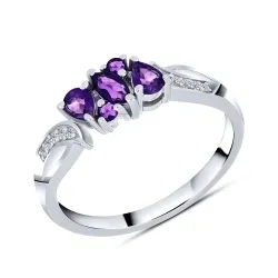 Inel din argint cu Cubic Zirconia Incolor, Ametist