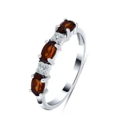 Inel din argint cu Cubic Zirconia Incolor, Granat
