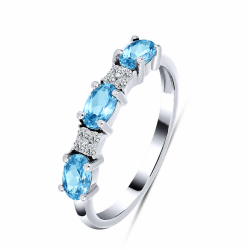 Inel din argint  cu pietre Cubic Zirconia Incolor, Topaz albastru