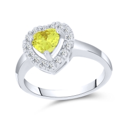 Inel din argint cu Cubic Zirconia Incolor, Cubic Zirconia Galben