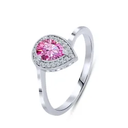 Inel din argint cu Moissanite, Moissanit roz