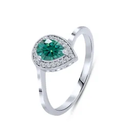 Inel din argint cu Moissanite, Moissanite Verde