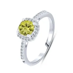 Inel din argint cu Moissanite, Moissanit lemon