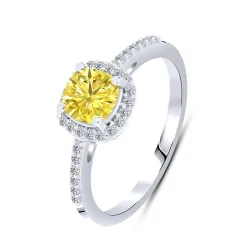 Inel din argint cu Cubic Zirconia Incolor, Cubic Zirconia Galben