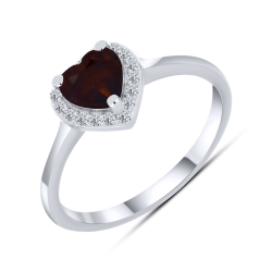 Inel din argint cu Cubic Zirconia Incolor, Granat