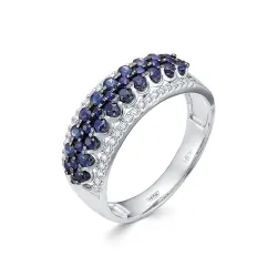 Inel din aur alb cu Diamant, Safir