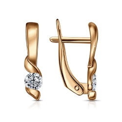 Cercei din aur roșu cu pietre Cubic Zirconia Incolor