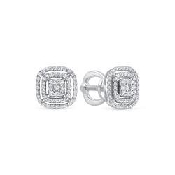 Cercei Pusete din aur alb cu pietre Diamant