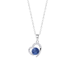 Colier din argint  cu pietre Cubic Zirconia Incolor, Cubic Zirconia Albastru Safir