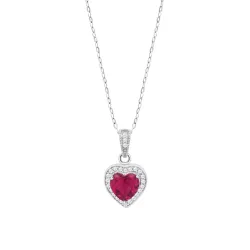 Colier din argint cu Cubic Zirconia Incolor, Cubic Zirconia Rosu