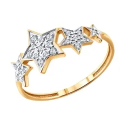 Inel din aur roșu cu Cubic Zirconia Incolor