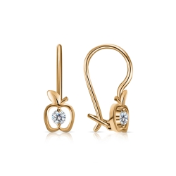 Cercei p-u copii din aur roșu cu pietre Cubic Zirconia Incolor