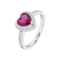 Inel din argint cu Cubic Zirconia Incolor, Cubic Zirconia Rosu