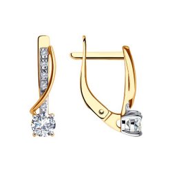 Cercei din aur roșu cu pietre Cubic Zirconia Incolor