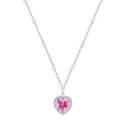 Colier din argint cu Cubic Zirconia Incolor, Cubic Zirconia Roz și Perla Imit.