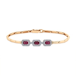 Brățară din aur roșu cu pietre Diamant, Rodolit