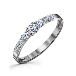 Inel din aur alb cu pietre Cubic Zirconia Incolor