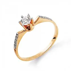 Inel din aur roșu cu Cubic Zirconia Incolor