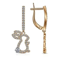 Cercei p-u copii din aur roșu cu Cubic Zirconia Incolor
