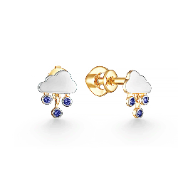 Cercei Pusete din aur roșu cu pietre Cubic Zirconia Albastru Safir