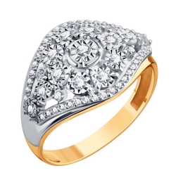 Inel din aur roșu cu pietre Diamant