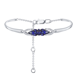 Браслет из белого золота с камнями Бриллиант, Сапфир