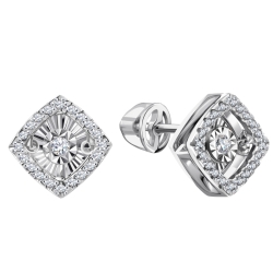 Cercei Pusete din aur alb cu pietre Diamant