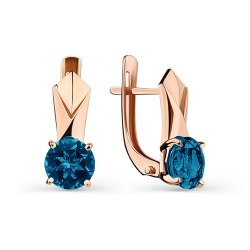 Серьги из красного золота с камнями Топаз London