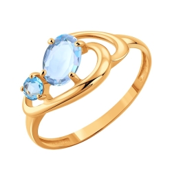 Inel din aur roșu cu pietre Topaz