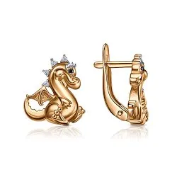 Cercei p-u copii din aur roșu cu Cubic Zirconia Incolor, Cubic Zirconia Negru