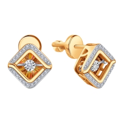 Cercei Pusete din aur roșu cu pietre Diamant