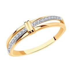 Кольцо из красного золота с камнями Фианит