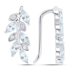 Cercei din argint cu Cubic Zirconia Incolor, Topaz albastru