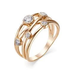 Inel din aur roșu cu Cubic Zirconia Incolor