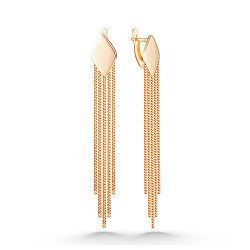Серьги Длинные из красного золота без камней