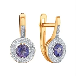Cercei din aur roșu cu Cubic Zirconia Incolor, Topaz Liliachiu
