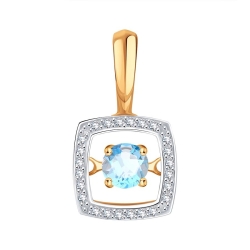 Pandantiv din aur roșucu pietre Cubic Zirconia Incolor, Topaz