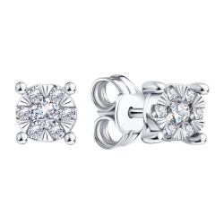 Cercei Pusete din aur alb cu Diamant