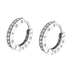Cercei Creole din argint  cu pietre Cubic Zirconia Incolor
