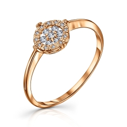 Inel din aur roșu cu pietre Cubic Zirconia Incolor