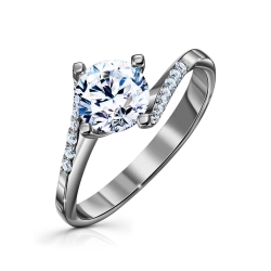 Inel din aur alb cu pietre Cubic Zirconia Incolor