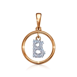 Подвеска из красного золота с камнями Фианит