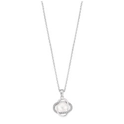 Colier din argint  cu pietre Cubic Zirconia Incolor, Perla Albă