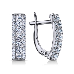 Cercei din aur alb cu pietre Cubic Zirconia Incolor