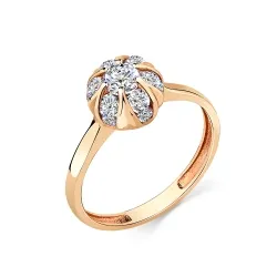 Inel din aur roșu cu Cubic Zirconia Incolor
